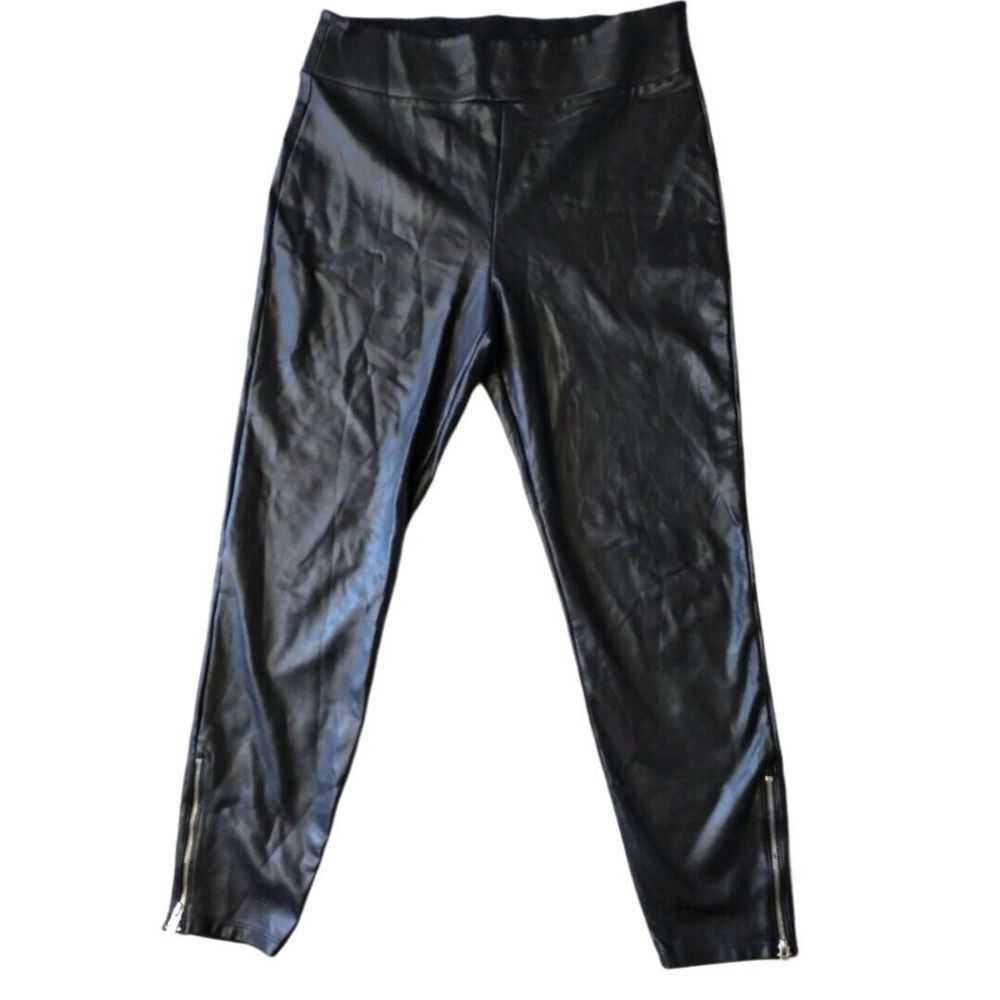 Abercrombie & Fitch Faux Leather Pants Woman L The 90's Ultra High-Rise Zippers‎
